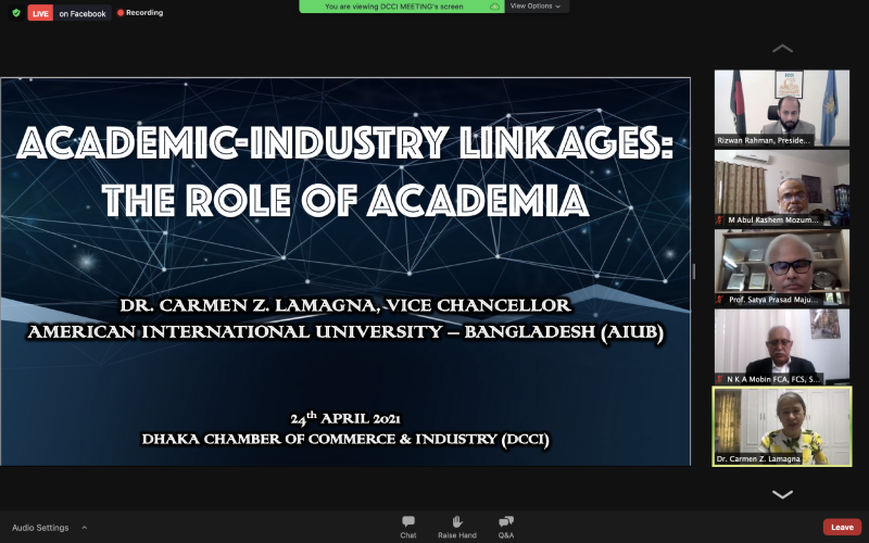 AIUB at the Webinar on “Industry & Academic Linkage: Role of Academia” by DCCI