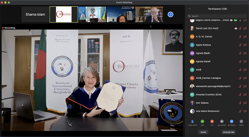 AIUB at the 32nd Magna Charta Universitatum (MCU)  Anniversary and Launch of the MCU 2020