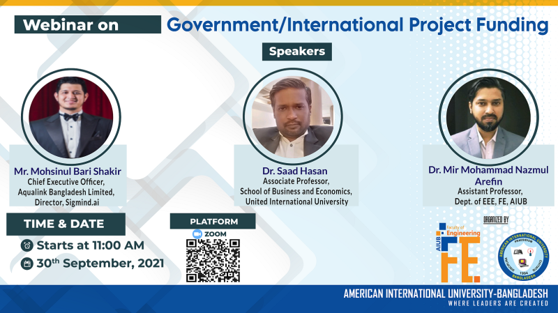Faculty of Engineering (FE) organized a webinar titled “Government/International Project Funding”