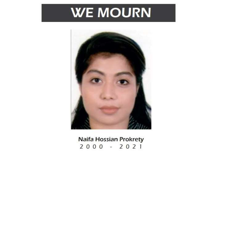 We deeply mourn the loss of Naifa Hossian Prokrety